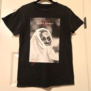 Dennis Rodman 91, Black Graphic T-Shirt, Size S